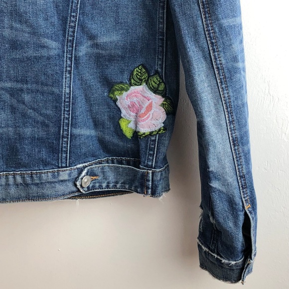 Hudson Jeans Jacket Embroidery Floral Roses Denim - Picture 4 of 8